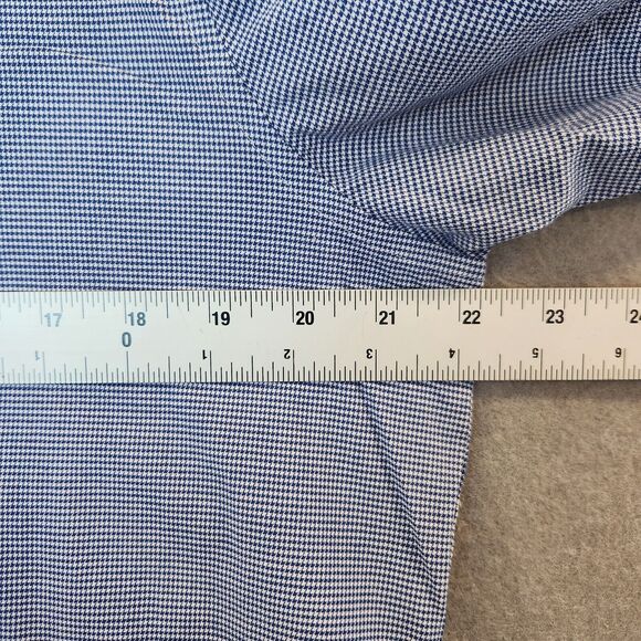 Ted Baker London Shirt Mens 16.5 Slim Blue Houndstooth Button Up L/S Flip Cuff - Picture 11 of 12